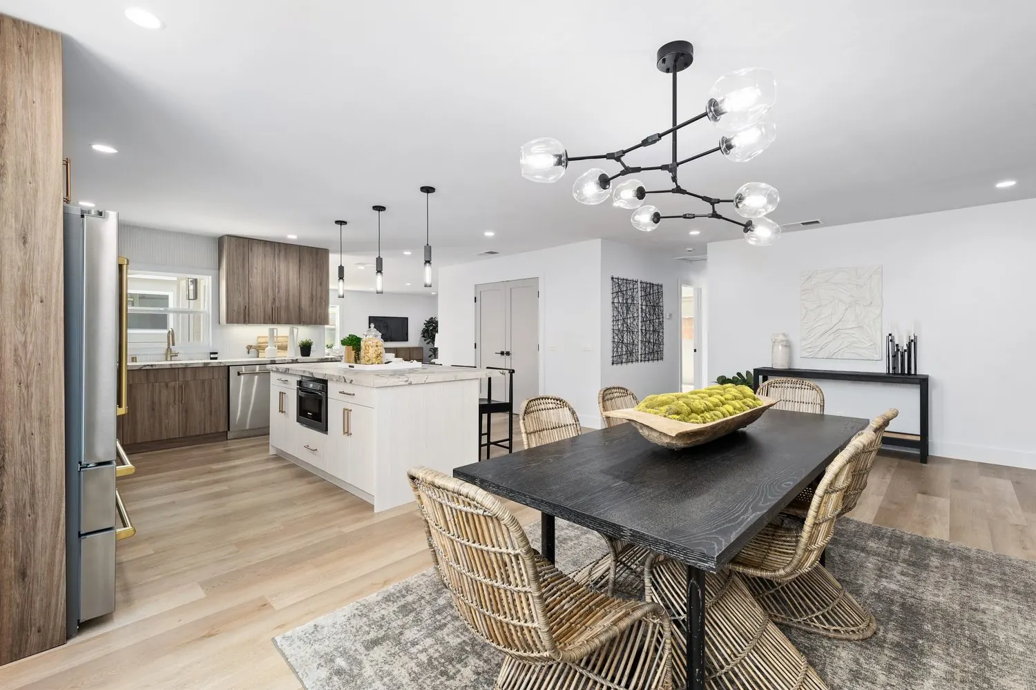 Open-plan kitchen and dining remodel in Long Beach
